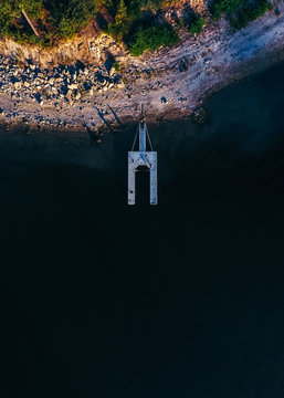 Aerial view of sea with pier