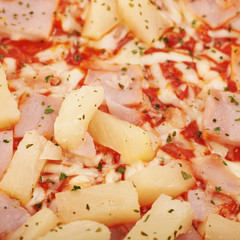 Fragment of a baked frozen pizza