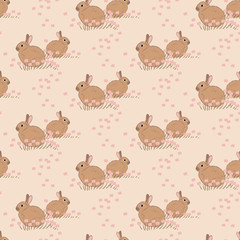 seamless vintage rabbits pattern background