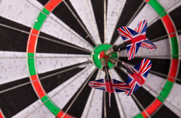 Darts arrows in the target center
