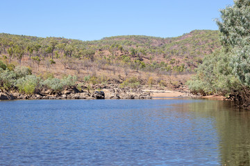 Idyllic billabong view with bush