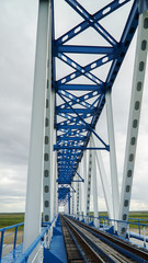 Railway bridge across the Yuribey river on the Yamal Peninsula with a length of 3.9 kilometers