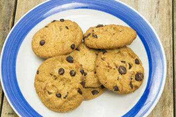 cookies on wooden table. Top view