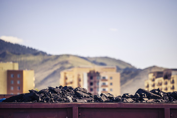 Coal loaded into a rail car