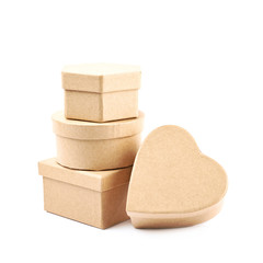 Pile of paper gift boxes isolated