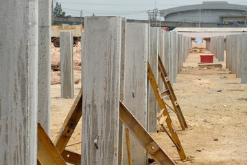 precast concrete pile cut off in construction site,deep foundation work. - 149981282