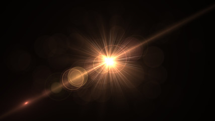 Lens flare light over black background. 