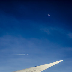 Airplane and moon