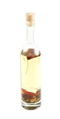 Glass bottle of oil isolated