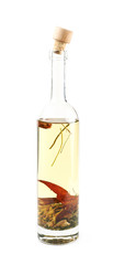 Glass bottle of oil isolated