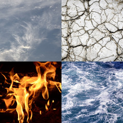 Collage of the four elements from nature