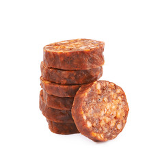 Stack of multiple sausage slices