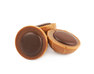 Toffee caramel chocolate candy isolated