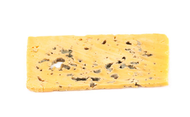 Single slice of a mold cheese isolated