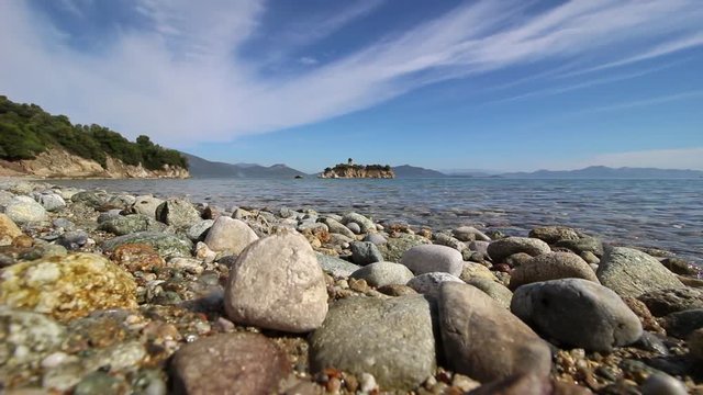 Beautiful beach with stones in Evia Island, Greece