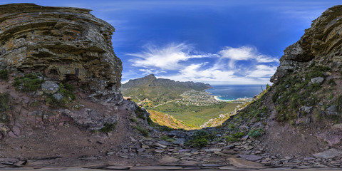 Full 360 virtual reality panoramic of Lions Head and Table Mountain peaks in Cape Town, South Africa