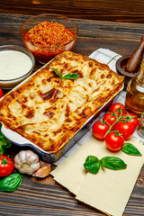 Classic Lasagna with bolognese and bechamel sauce