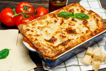 Classic Lasagna with bolognese and bechamel sauce