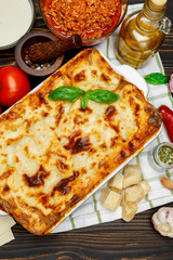 Classic Lasagna with bolognese and bechamel sauce