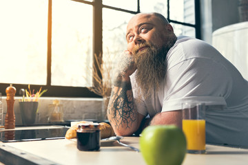 Man dreaming about food