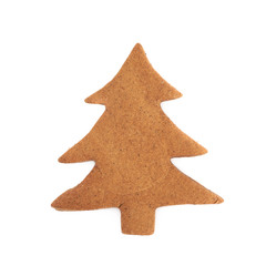 Christmas tree shaped cookie isolated