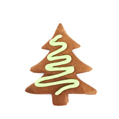 Christmas tree shaped cookie isolated