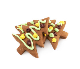 Christmas tree shaped cookie isolated