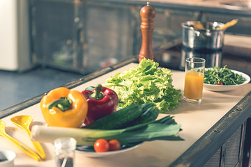 Fresh vegetables on desk in cook room