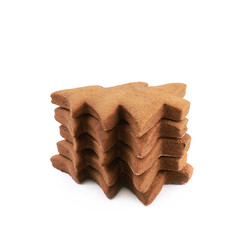 Christmas tree shaped cookie isolated