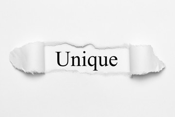 Unique on white torn paper