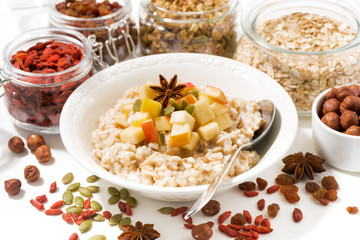 oatmeal with apples, dried fruit and nuts