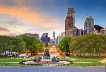 Wall murals Central-America Beautiful philadelphia downtown skyline at sunset