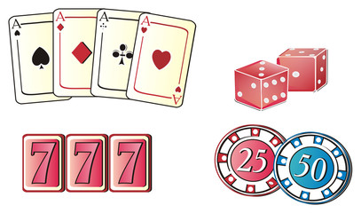 Las vegas, casino,  America, USA, illustration, cartoon, symbol, city, poker, city of sins,  travel, famous , illustration, cards, dice, chips, 777