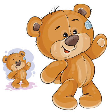 Vector clip art art illustration teddy bear waving its paw. Print, template, design element