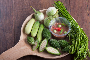 Shrimp-paste sauce (Nam Prik) and vegetable