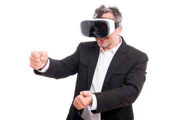 Attractive man with virtual reality glasses
