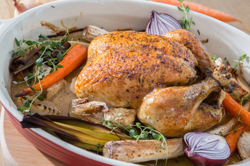 Backed chicken with vegetables
