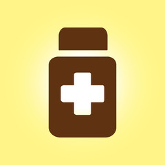Fototapeta premium Drugs sign icon. Pack with pills. Flat design style. 