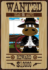 Cow Cowboy Wanted Poster