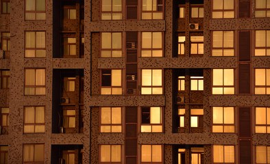 Warm color  Windows of tall building