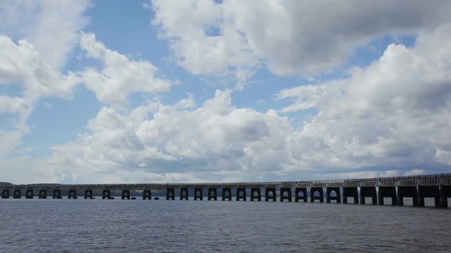 Panoramic shot of Tay Rail Bridge Dundee, Scotland