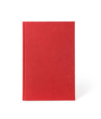 Red standing hardcover book isolated, front view