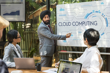 Cloud computing technology hub graphic