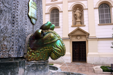 Zsolnay fountain detail Pecs Hungary