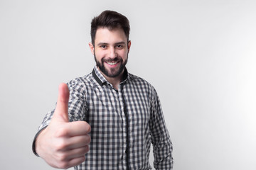 Fototapeta premium man with thumbs up - isolated over light background