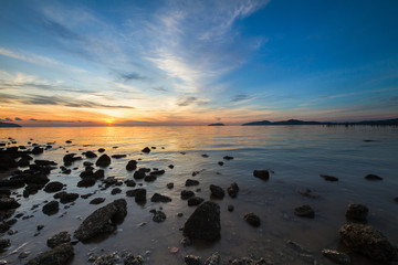 Beautiful sunrise at the beach, Saphan Hin,Phuket,Thailand