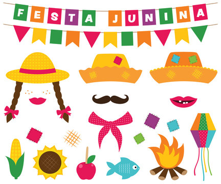 Festa Junina (Brazilian June party) banners and photo booth props