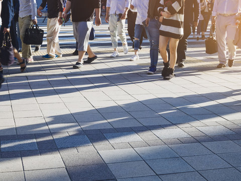 People Walking On Street Sidewalk Hipster Urban City Background