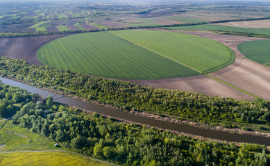 Irrigation system in wheat field