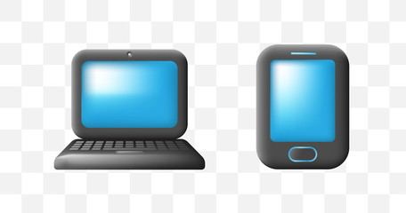 Cute Laptop on White Background . Isolated Vector Illustration 